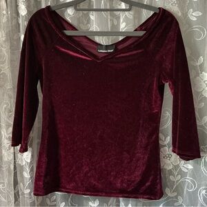Catherine Malandrino Women's Velvet Blouse - Deep Red size medium
